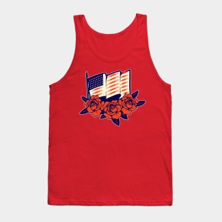 4th of july american flag over roses Tank Top